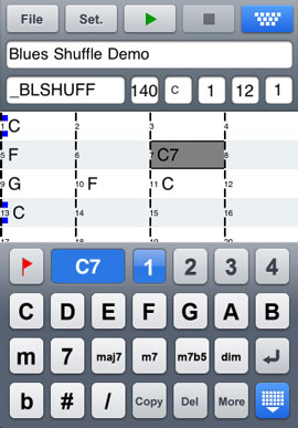 Editing chords in the Blues Shuffle Demo